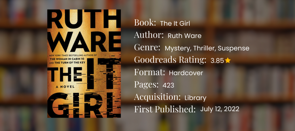 graphic with book details for book the it girl by ruth ware