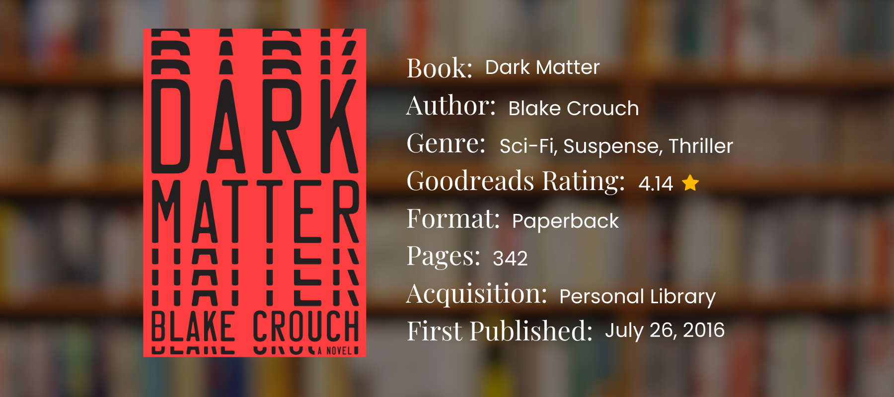 book graphic of book dark matter by Blake crouch