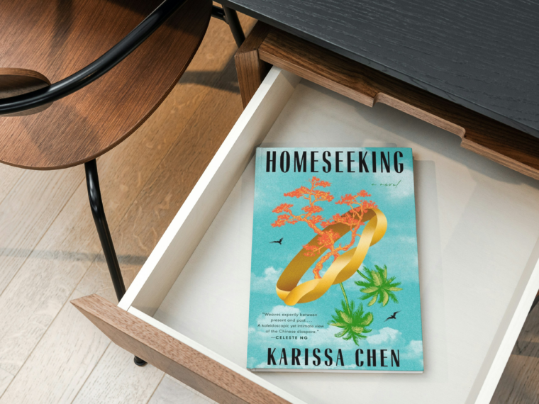 photo of book homeseeking by karissa chen in the drawer of a desk